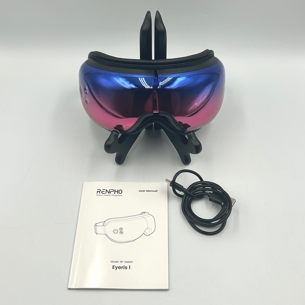 RENPHO Eye Massager Blue Pink Eyeris 1 RF-EM001 NWOT w/ Power Cord, Instructions